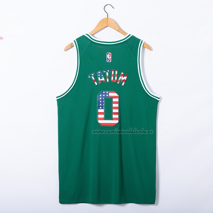 Camiseta Boston Celtics Jayson Tatum NO 0 75th Bandera Edition Verde